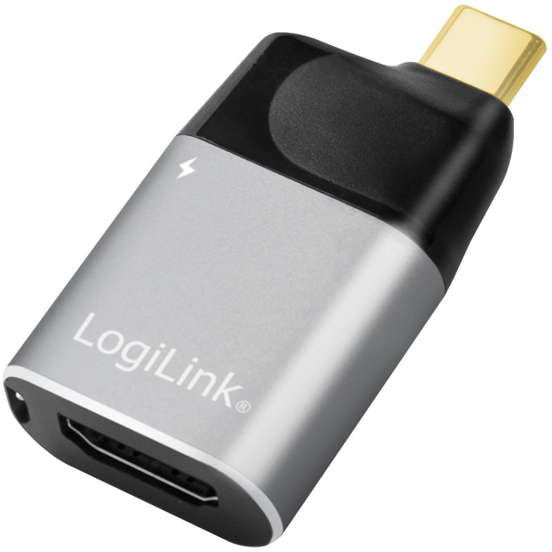LogiLink Adaptateur USB-C vers HDMI avec passage USB-C, noir/gris, 4K/60Hz, Power Delivery 60W
