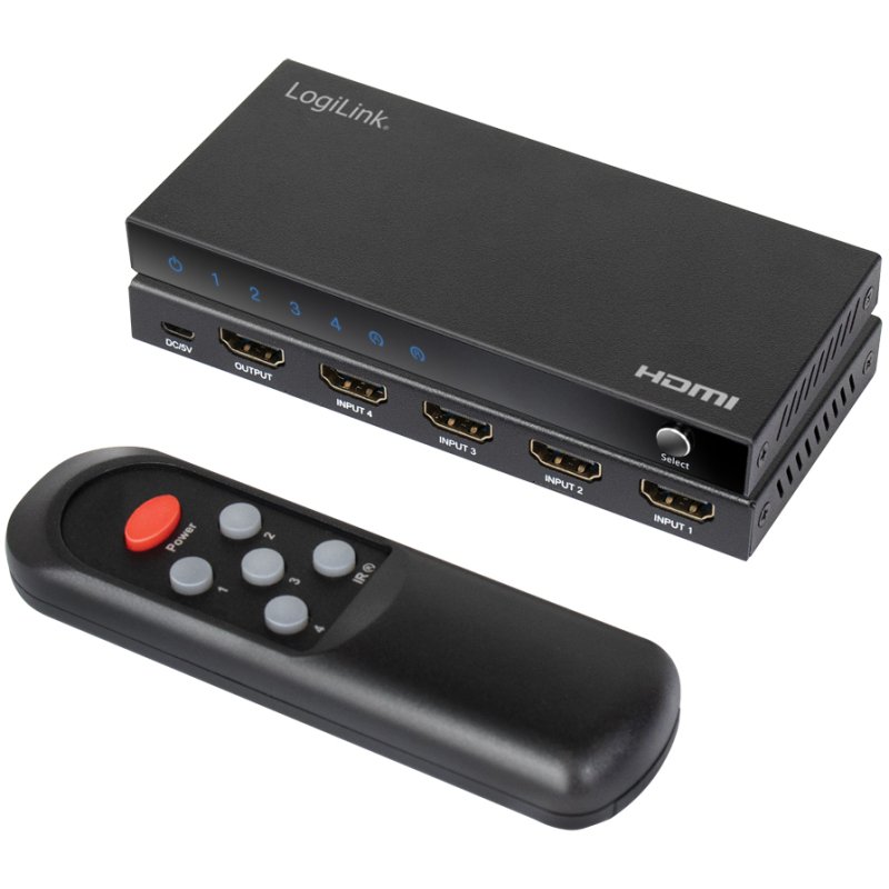 LogiLink HDMI switch, 4K/60Hz, 4-port, black