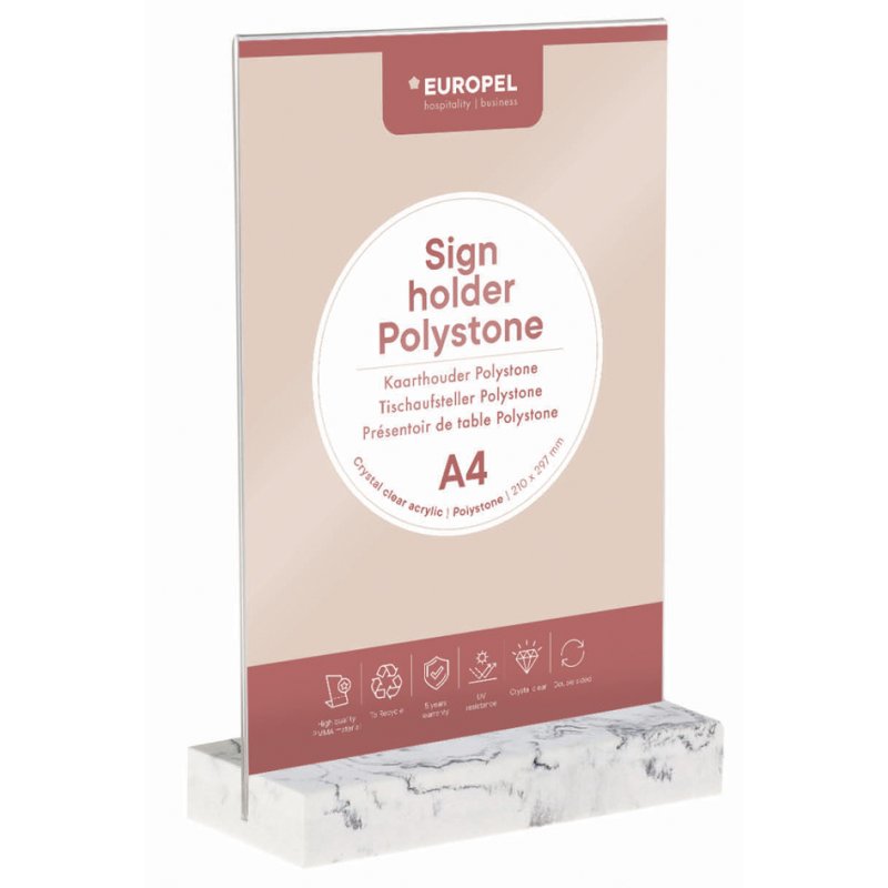 EUROPEL porte-documents A4 sur pied, blanc polystone, forme T