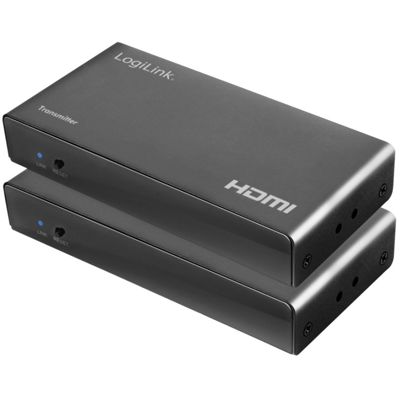 LogiLink HDMI extender set via network cable, KVM and USB, black