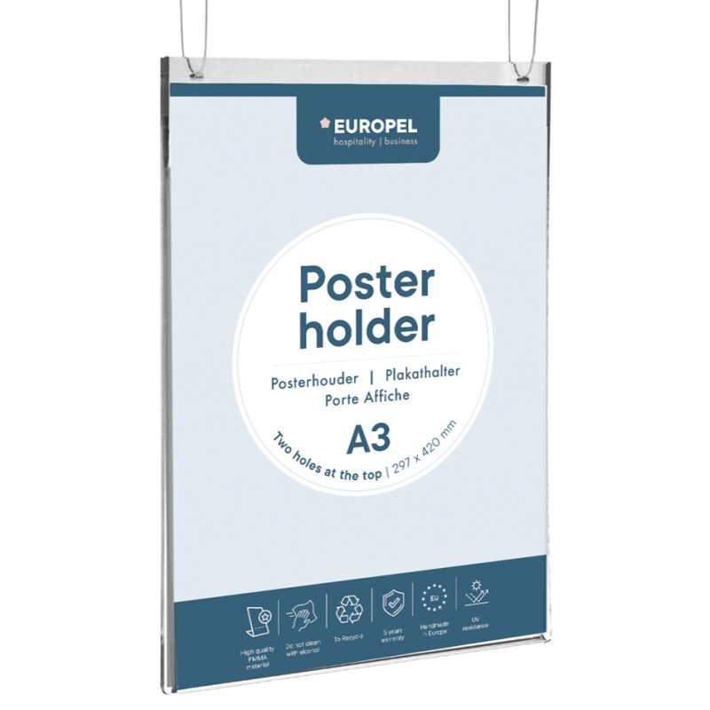 EUROPEL plakathouder A4 staand, transparant, PMMA acryl