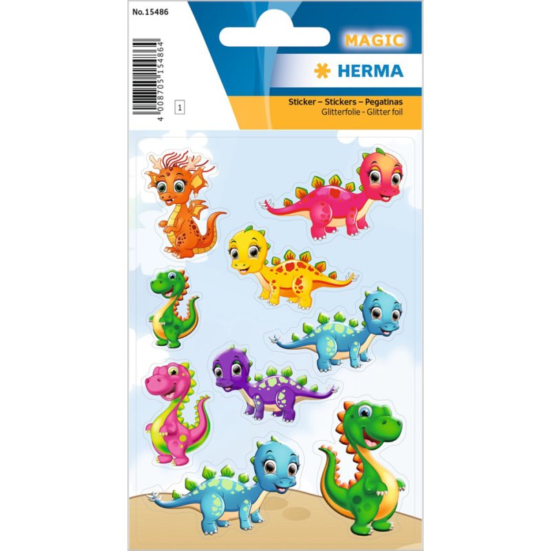 HERMA Feuilles d'étiquettes Néon Dragons, mat, permanent, 1 feuille à 9 stickers