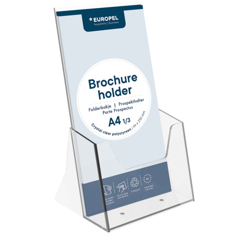EUROPEL porte-brochures de table A4 vertical, 1 compartiment, transparent
