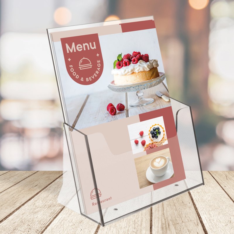 EUROPEL porte-brochures de table A4 vertical, 1 compartiment, transparent