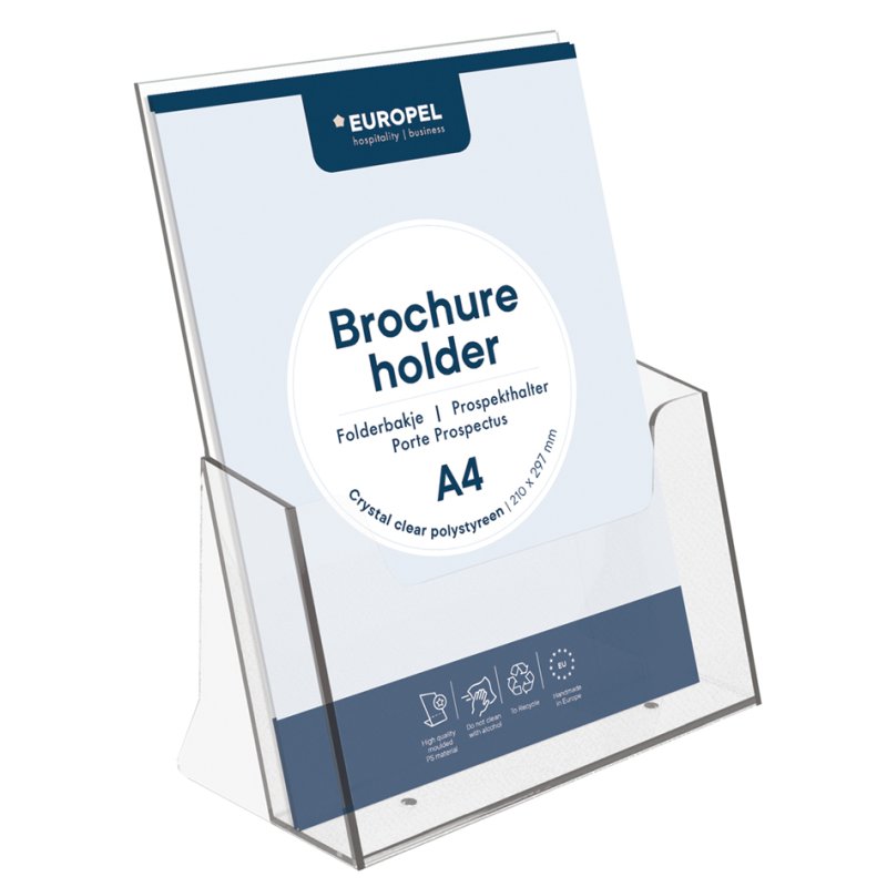 EUROPEL porte-brochures de table A4 vertical, 1 compartiment, transparent
