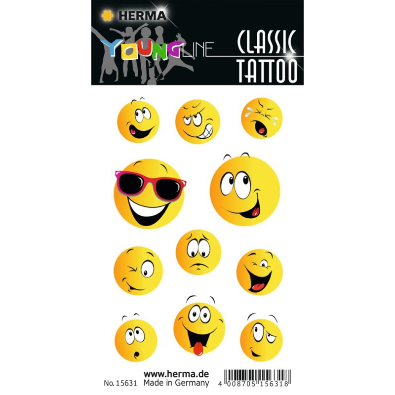 HERMA stickers Classic Cheerful Face, temporary tattoo