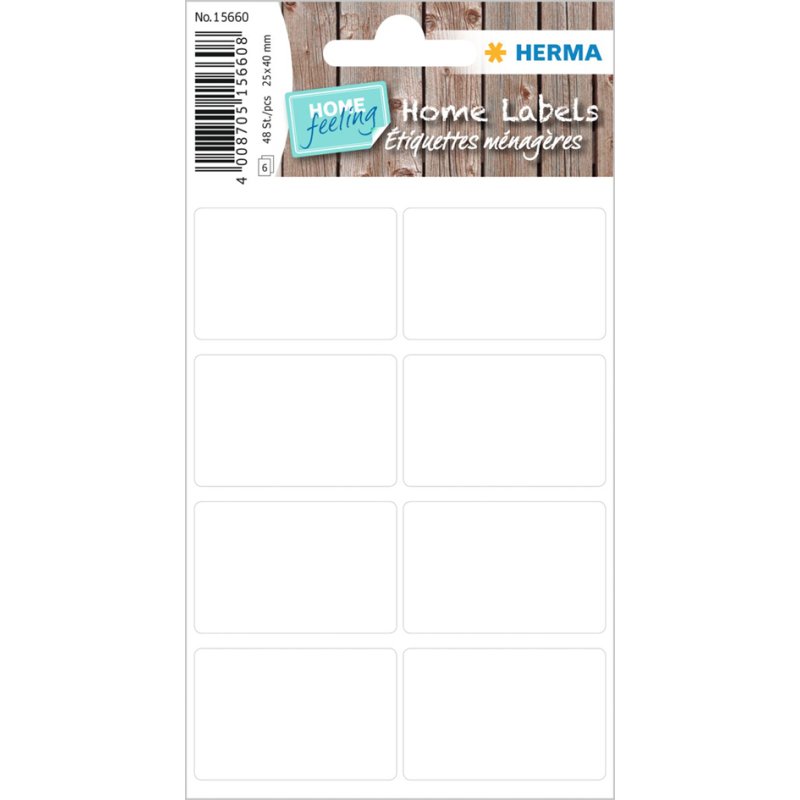 HERMA étiquettes ménagères Maison, blanc, 25×40 mm, 48 pièces