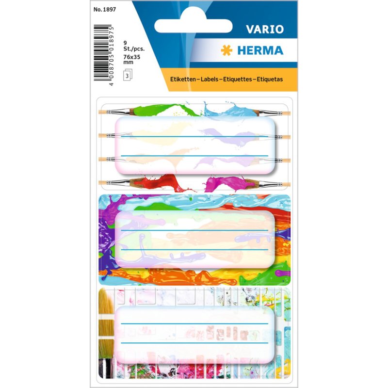 HERMA étiquettes pour livres colorées, 76×35 mm, 9 pièces