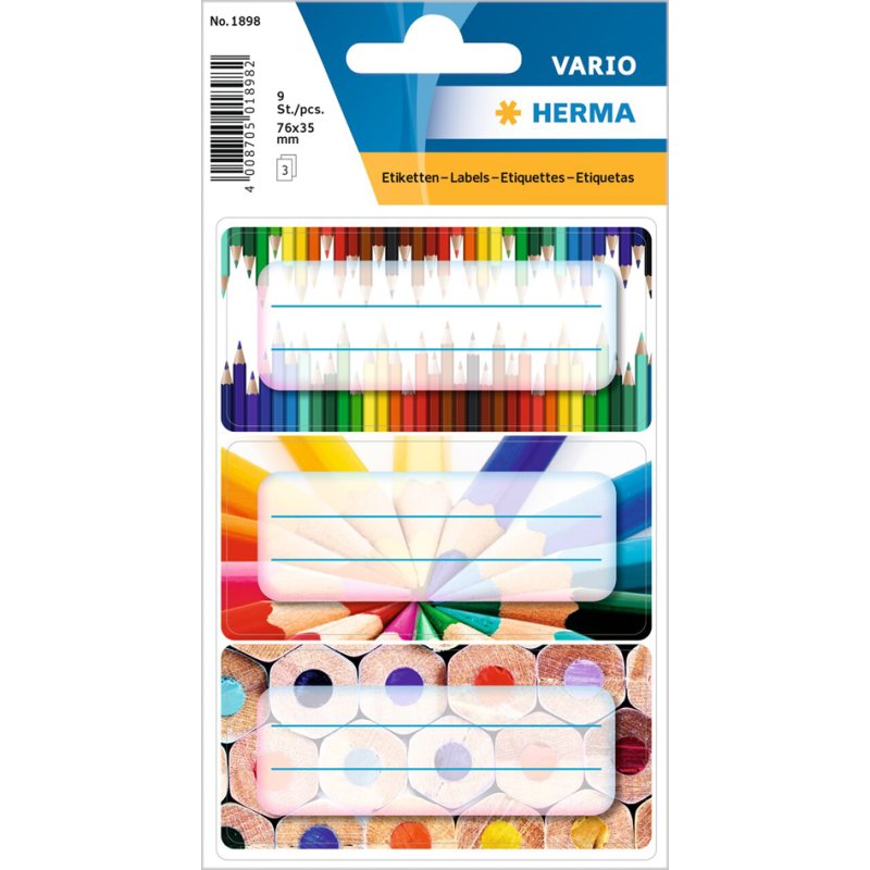 HERMA étiquettes pour livres colorées, 76×35 mm, 9 pièces