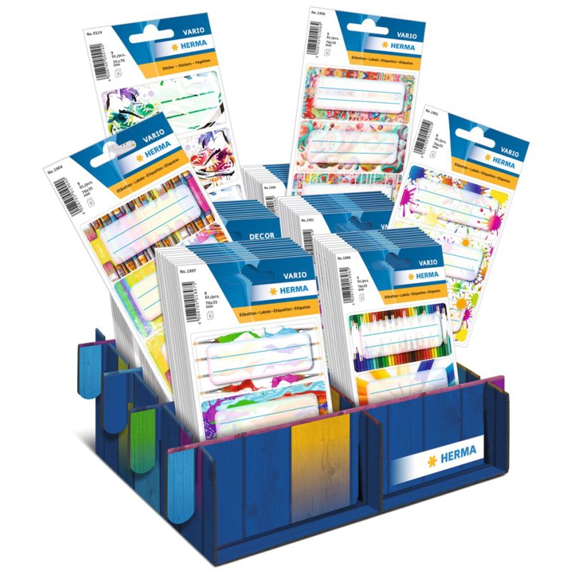 HERMA boek-etiketten VARIO schoolthema, zelfklevend, displayverpakking, 60 pakjes