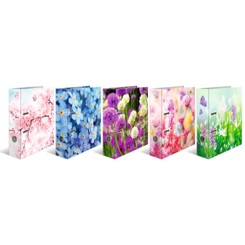 HERMA lever arch files floral design assortment, 70 mm spine width, 10 pieces