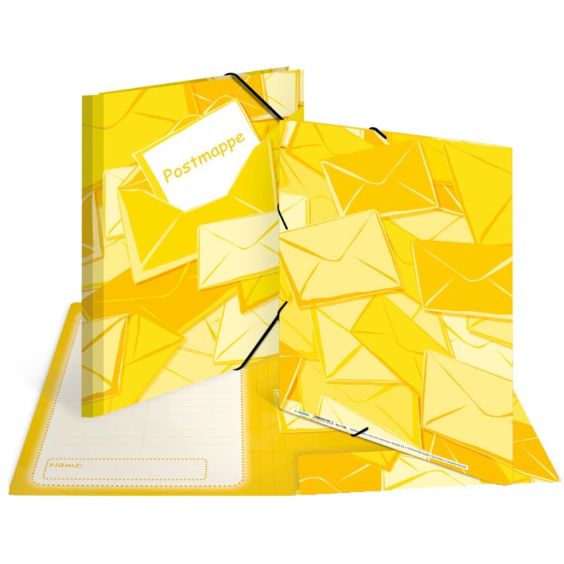 HERMA A4 postal folder, yellow, cardboard, rubber elastic closure
