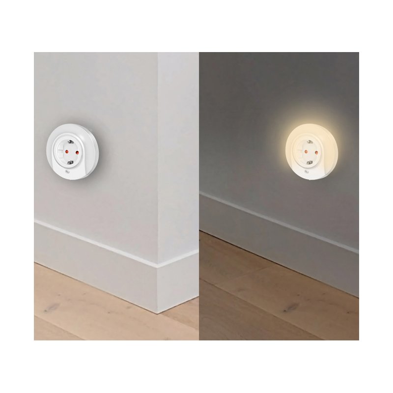 LogiLink LED guide light with wall socket outlet, white, 21 lumens, 69 mm