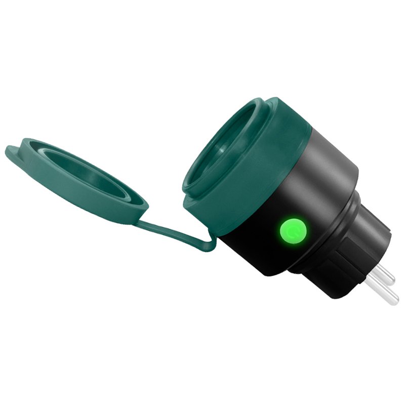 LogiLink smart outdoor plug with Wi-Fi, IP44, black/green