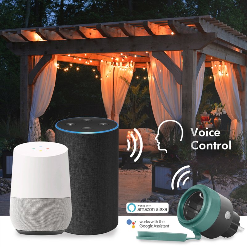 LogiLink smart outdoor plug with Wi-Fi, IP44, black/green