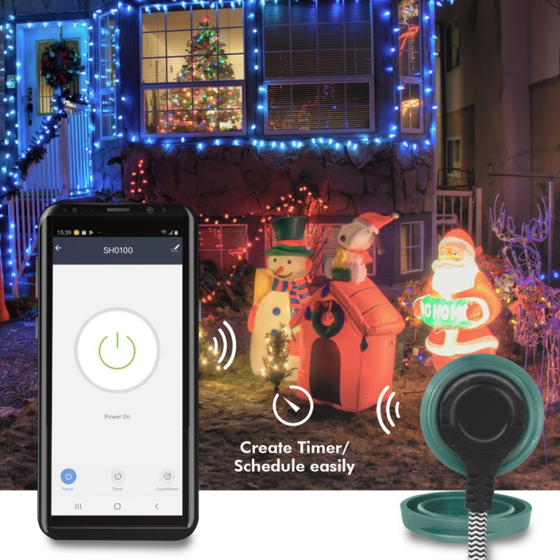 LogiLink smart outdoor plug with Wi-Fi, IP44, black/green