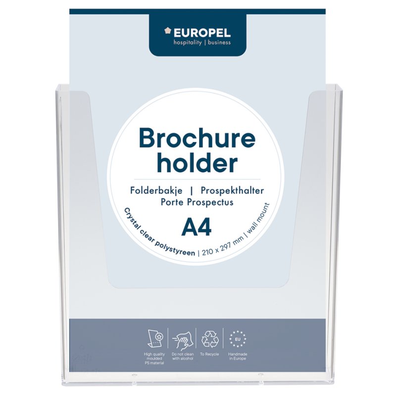 EUROPEL présentoir mural A5 debout, 1 compartiment, transparent cristal
