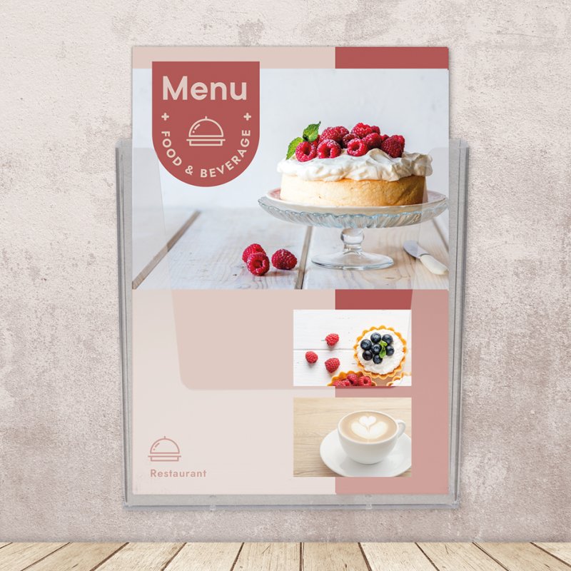 EUROPEL présentoir mural A5 debout, 1 compartiment, transparent cristal