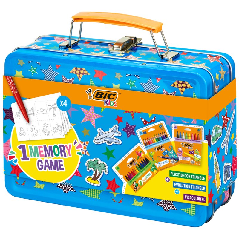 BIC KIDS reis tekenset Memory Game, metalen koffer, 64-delig