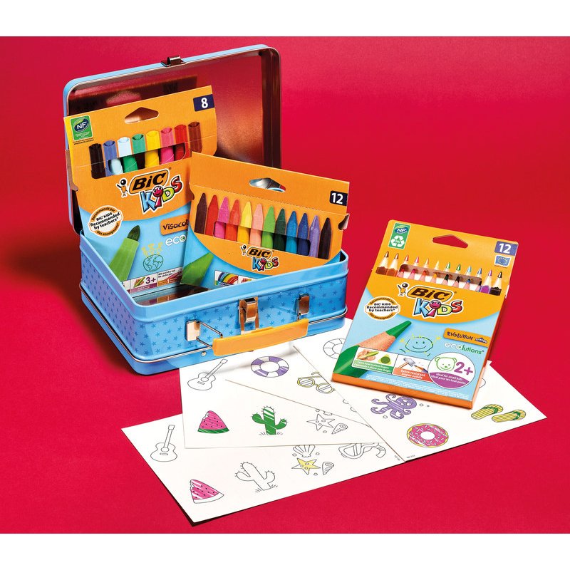 BIC KIDS reis tekenset Memory Game, metalen koffer, 64-delig