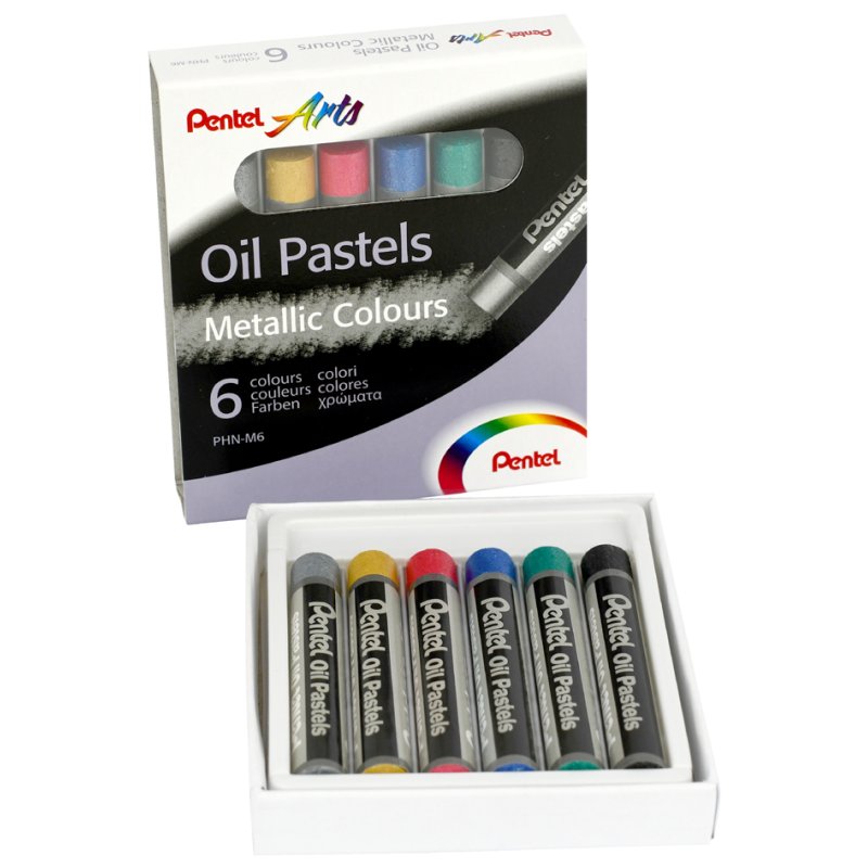 Pentel oil pastels PentelArts, fluorescent, water-repellent, 6 pieces