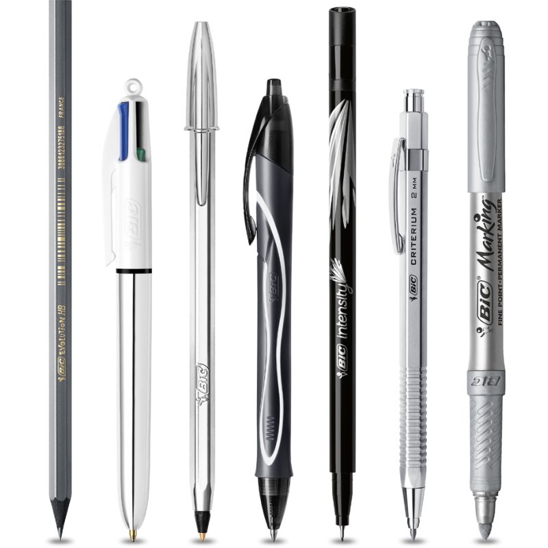 BIC ensemble d'écriture SILVER avec carnet de notes, 8 pièces, argent