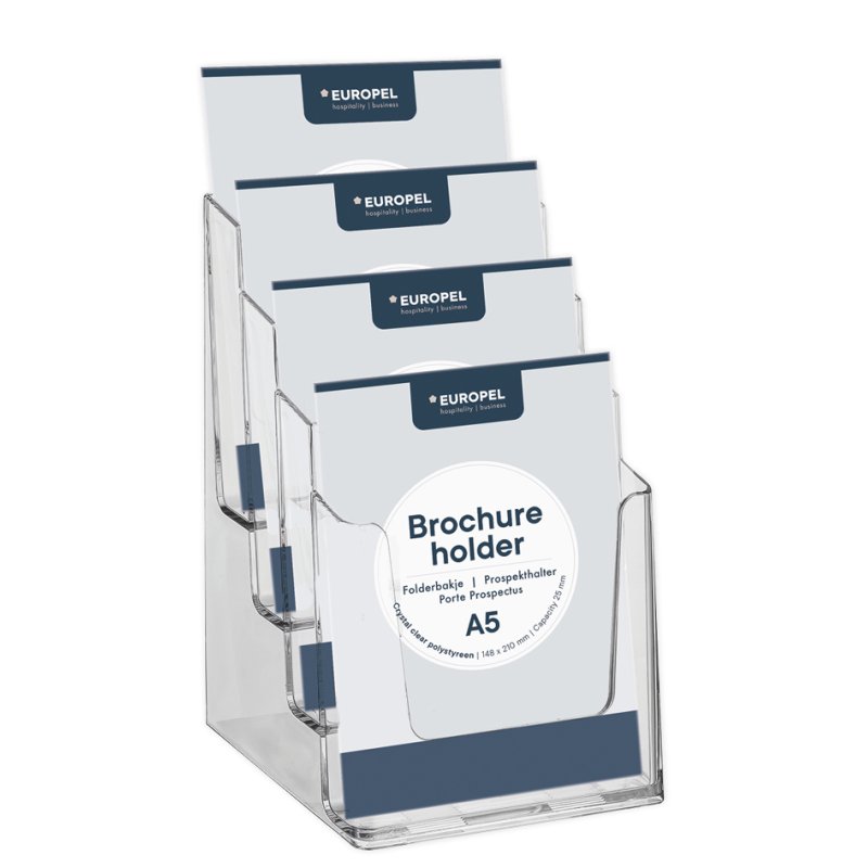 EUROPEL leaflet holder table model A5 portrait, crystal clear