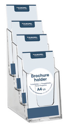 EUROPEL tafel folderhouder, 1/3 A4, 4 vakken, transparant