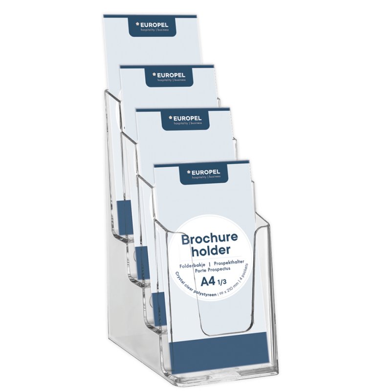 EUROPEL porte-brochures de table, 1/3 A4, 6 compartiments, transparent
