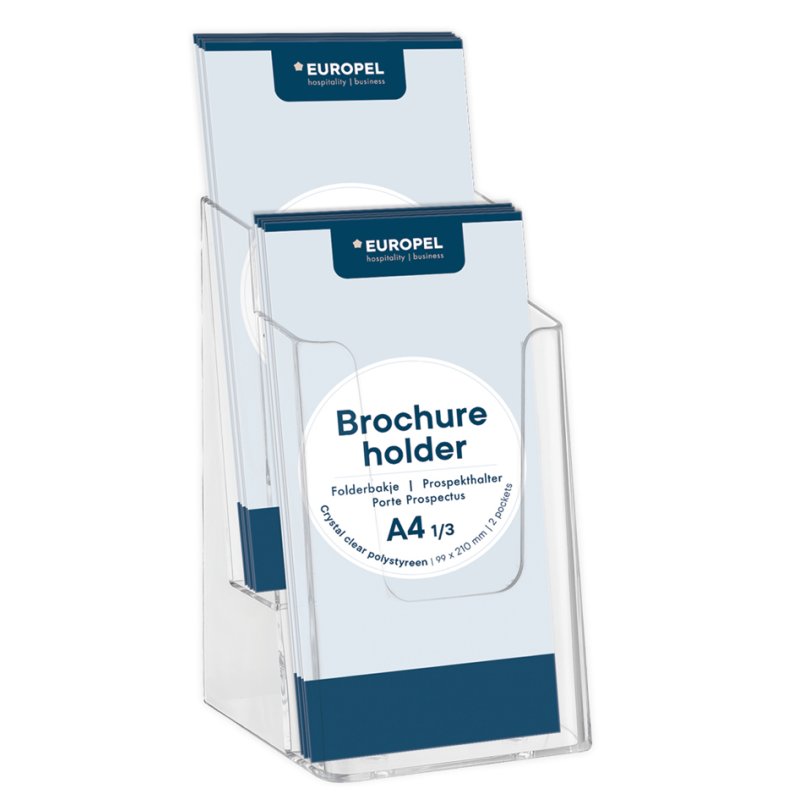 EUROPEL porte-brochures de table, 1/3 A4, 6 compartiments, transparent