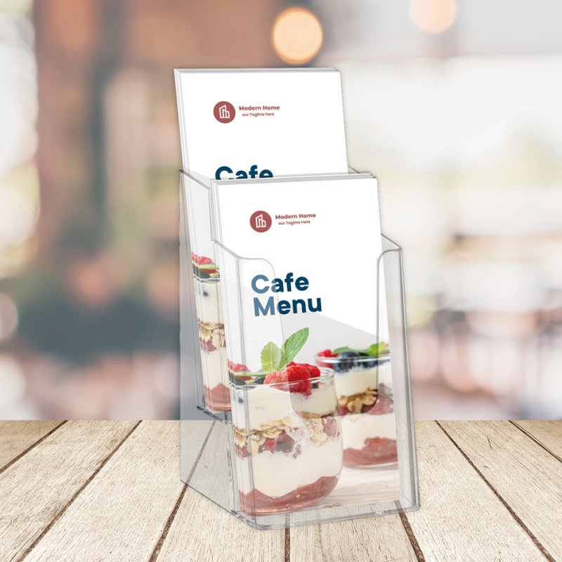 EUROPEL porte-brochures de table, 1/3 A4, 6 compartiments, transparent