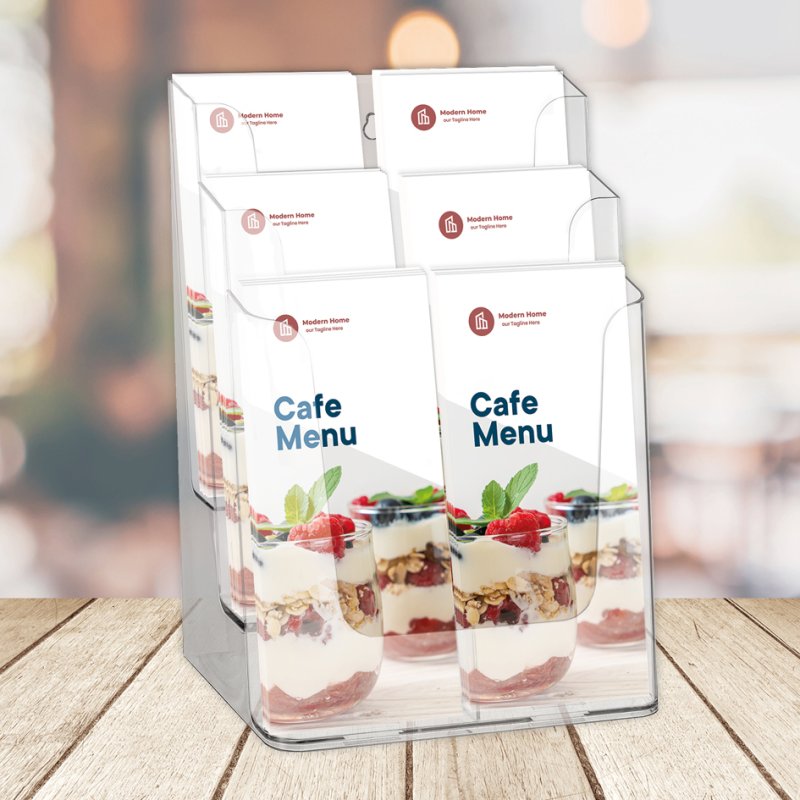 EUROPEL porte-brochures de table, 1/3 A4, 6 compartiments, transparent