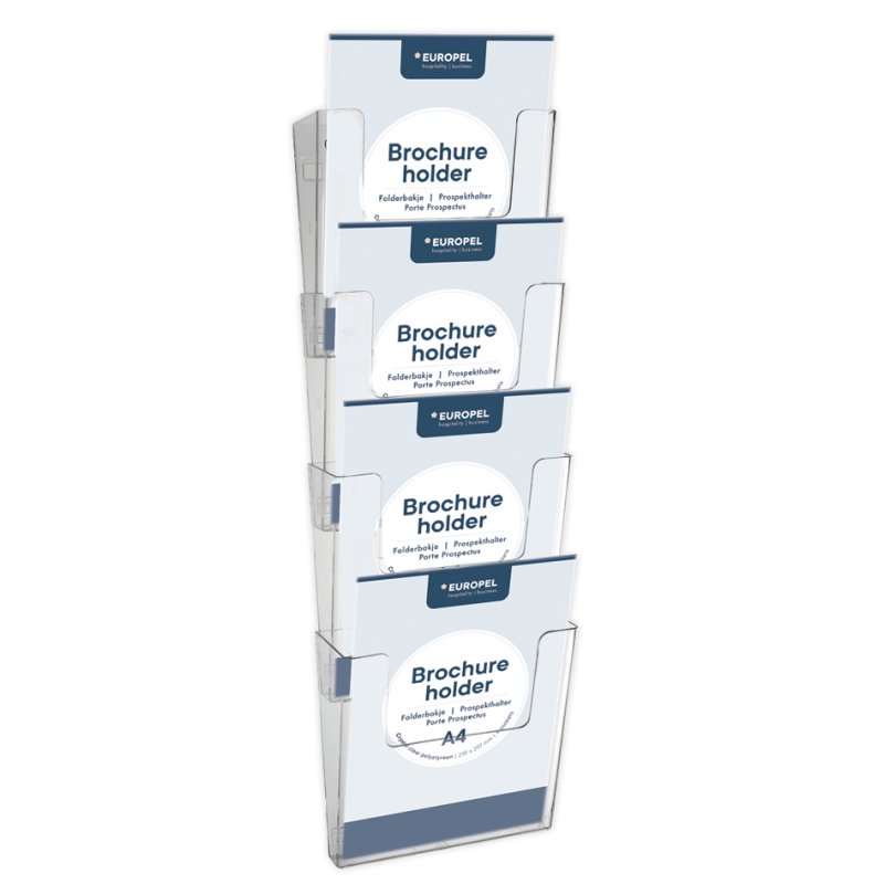 EUROPEL wall leaflet holder A4 portrait, 4 compartments, transparent