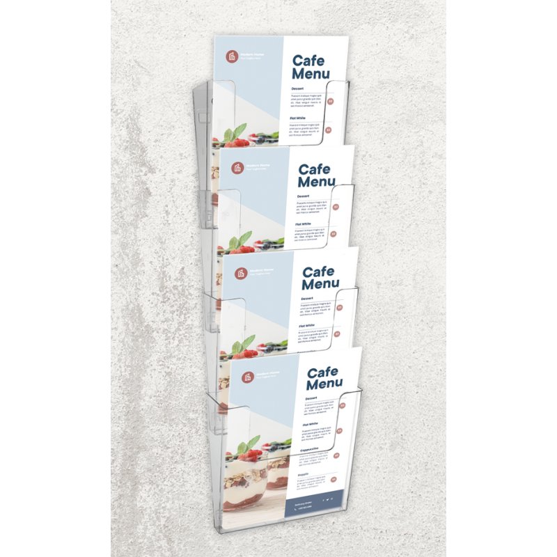 EUROPEL wall leaflet holder A4 portrait, 4 compartments, transparent