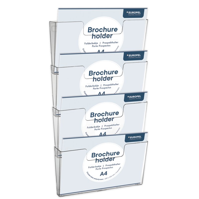 EUROPEL wall document holder A4 landscape, 4 compartments, transparent