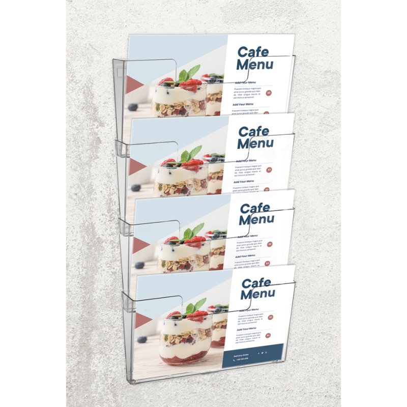 EUROPEL wall document holder A4 landscape, 4 compartments, transparent