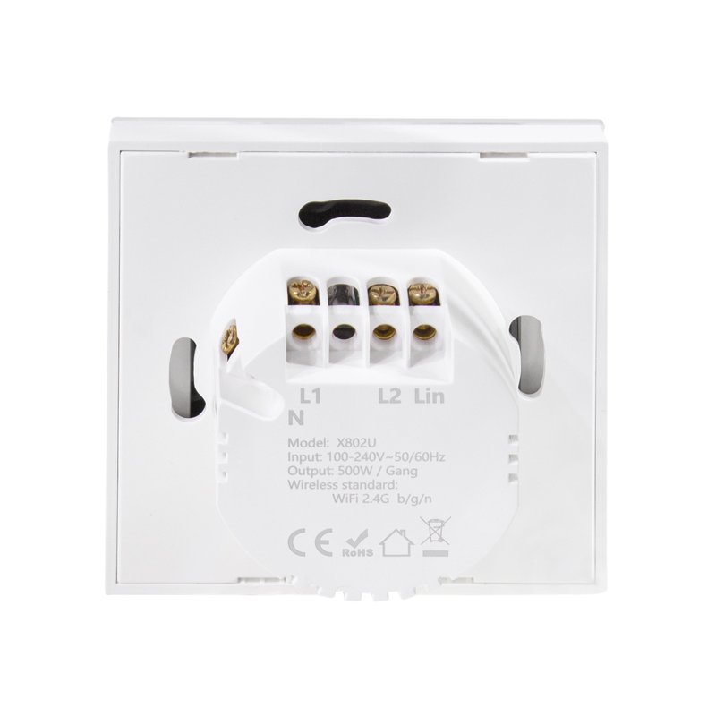 LogiLink Interrupteur mural WiFi intelligent double, blanc, encastré