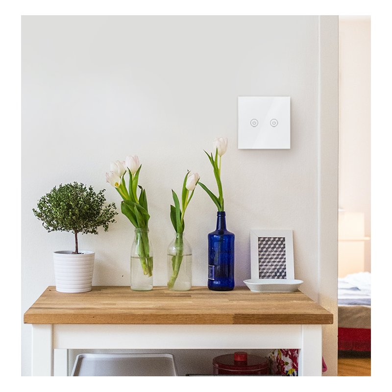 LogiLink Interrupteur mural WiFi intelligent double, blanc, encastré