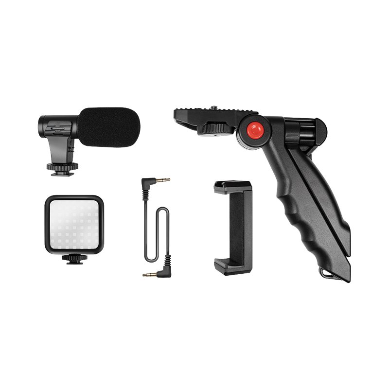 LogiLink Vlogger Kit, black, LED light, microphone and tripod, smartphones 4.7-7 inch
