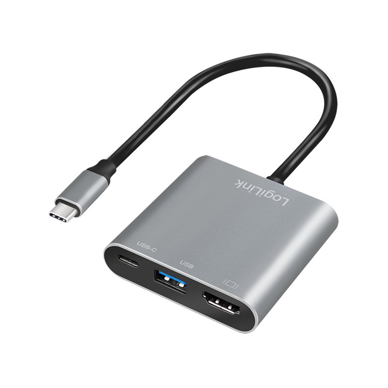 LogiLink Câble adaptateur USB-C vers HDMI/USB, gris/noir, 150 mm