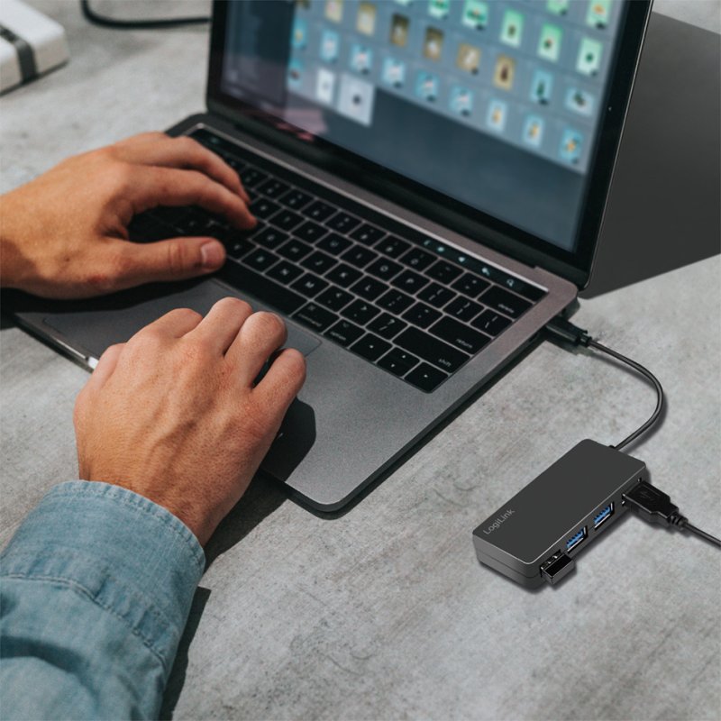 LogiLink USB 3.2 hub, 4-port, black, 150 mm cable