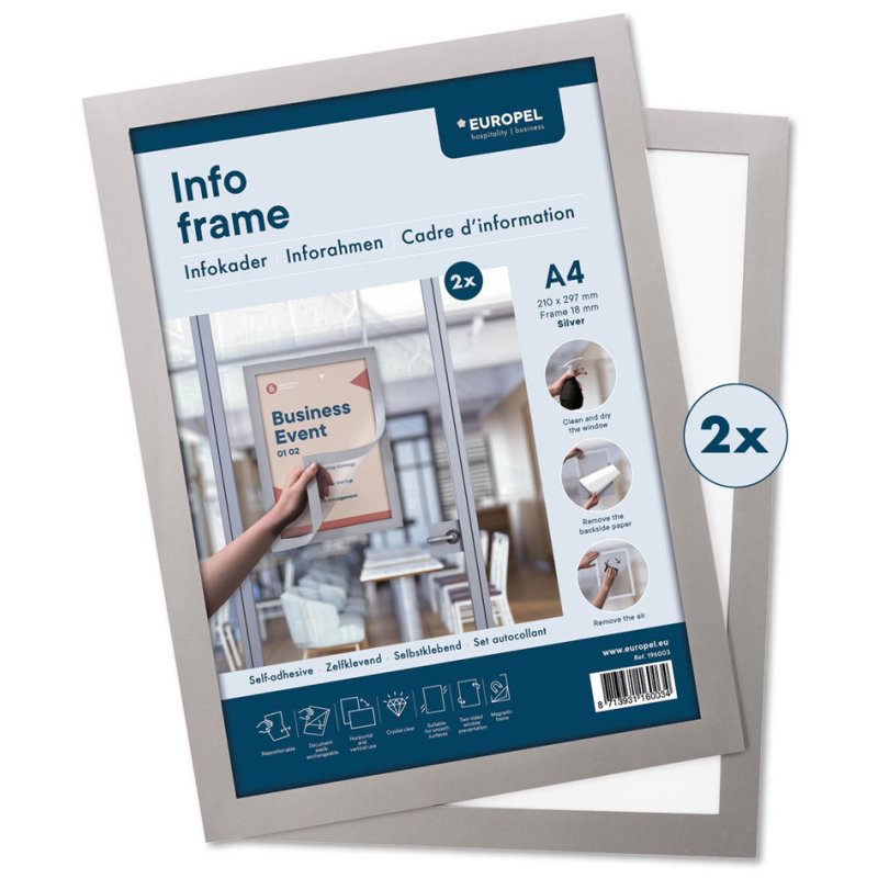 EUROPEL cadre d'information magnétique A4, rouge, 2 pièces