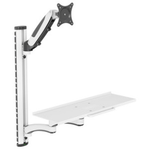 DIGITUS monitorarm met muis- en toetsenbordplateau, wandmontage, wit, 32 inch
