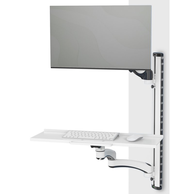 DIGITUS monitorarm met muis- en toetsenbordplateau, wandmontage, wit, 32 inch