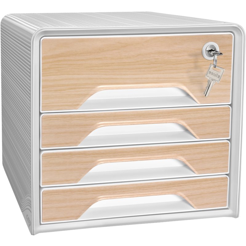 cep boîte à tiroirs Smoove SECURE Silva, 4 tiroirs, blanc/hêtre