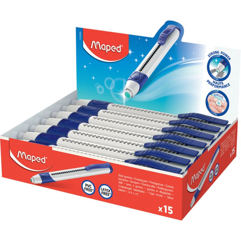 Maped gumstift, navulbaar, wit/blauw, driehoekige vorm