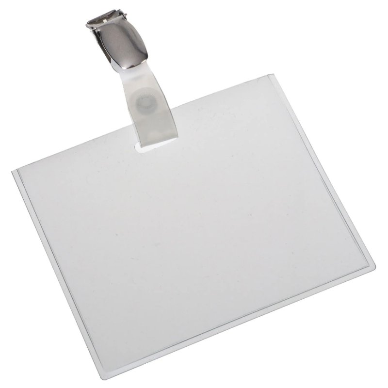 EUROPEL plaque nominative fermée avec clip, 60 × 90 mm, PVC transparent, 24 pièces