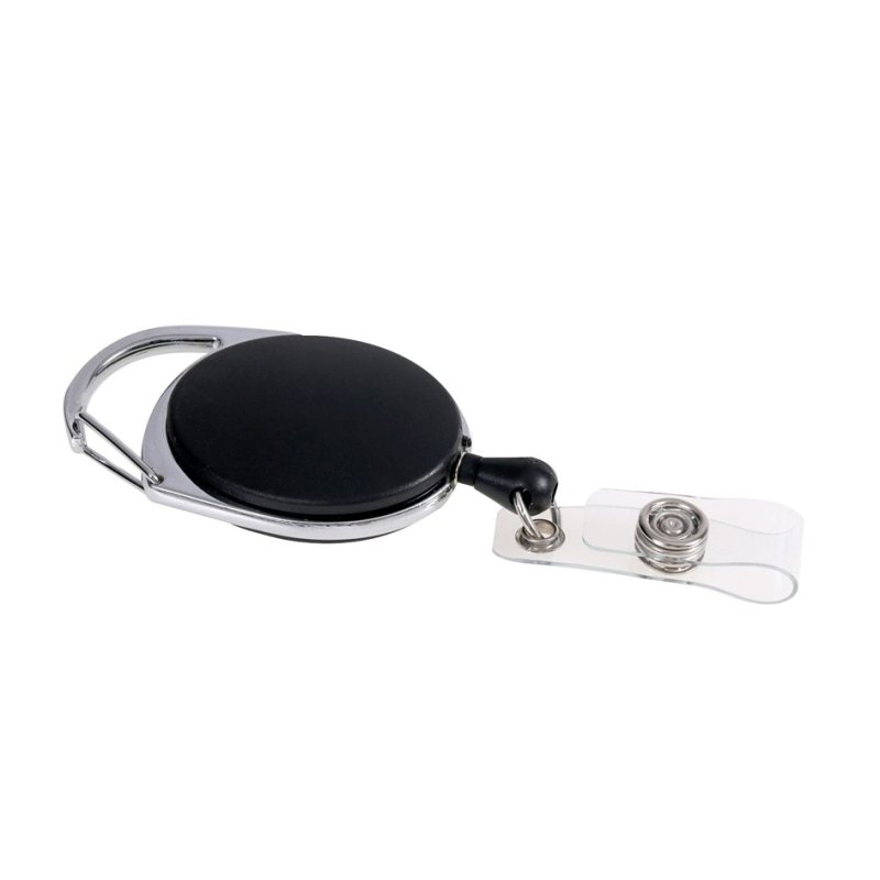 EUROPEL card holder with yo-yo and carabiner clip, round, black, 10 pieces