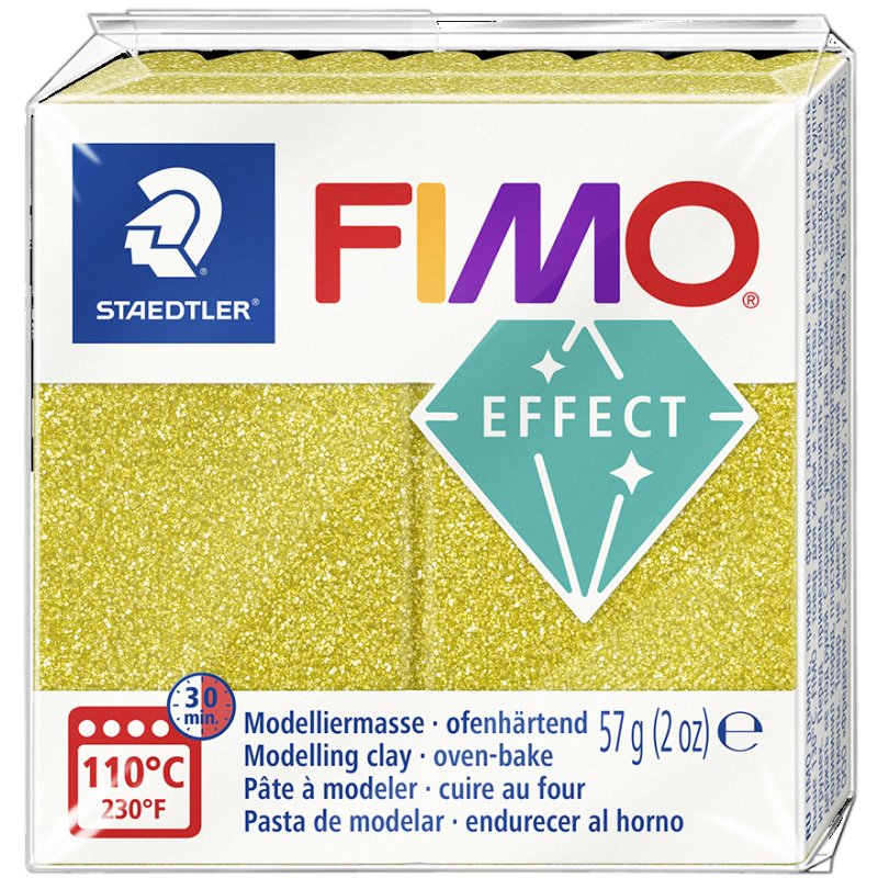 FIMO EFFECT pâte à modeler, or rose pailleté, durcissant au four, 57 g