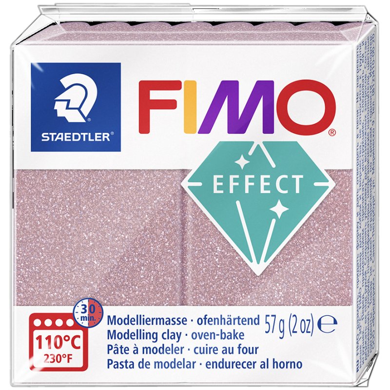 FIMO EFFECT pâte à modeler, or rose pailleté, durcissant au four, 57 g